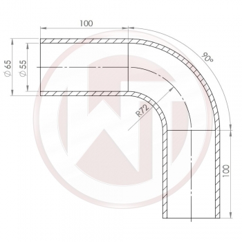 Ø55mm Silikonschlauch 90° Bogen schwarz