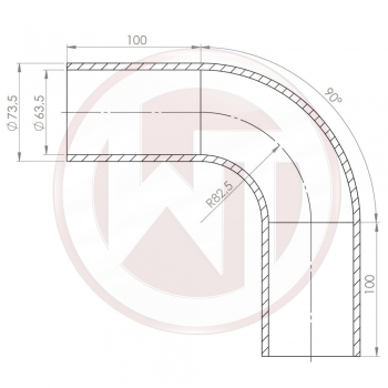 Ø63,5mm Silikonschlauch 90° Bogen schwarz