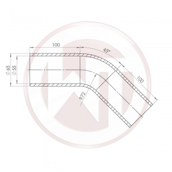 Ø55mm Silikonschlauch 45° Bogen schwarz