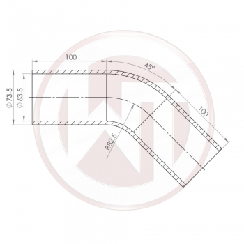 Ø63,5mm Silikonschlauch 45° Bogen schwarz