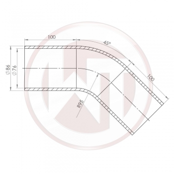 Ø76mm Silikonschlauch 45° Bogen schwarz