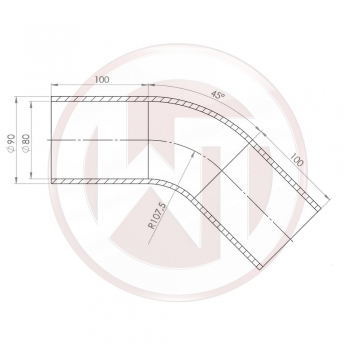 Ø80mm Silikonschlauch 45° Bogen schwarz