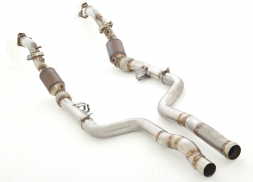 2x 70mm Downpipe mit 200 Zellen HJS Sport-Kat. Edelstahl