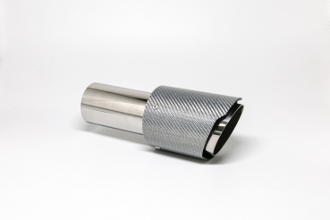 Endrohr 90mm rund Carbon scharf abgeschrÃ¤gt silber glÃ¤nzend (Aufpreis)