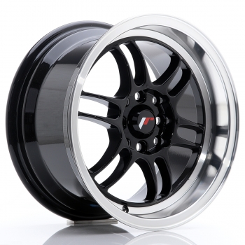 JR Wheels JR7 15x8 ET35 4x100+114 Gloss Black Machined Lip