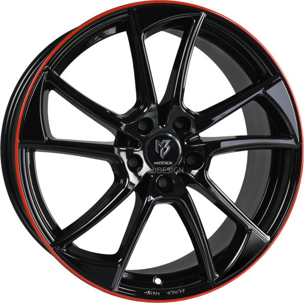 mbDESIGN mb1 - 7,5x19 ET45 - 5x120 - Glanzschwarz Horn Rot