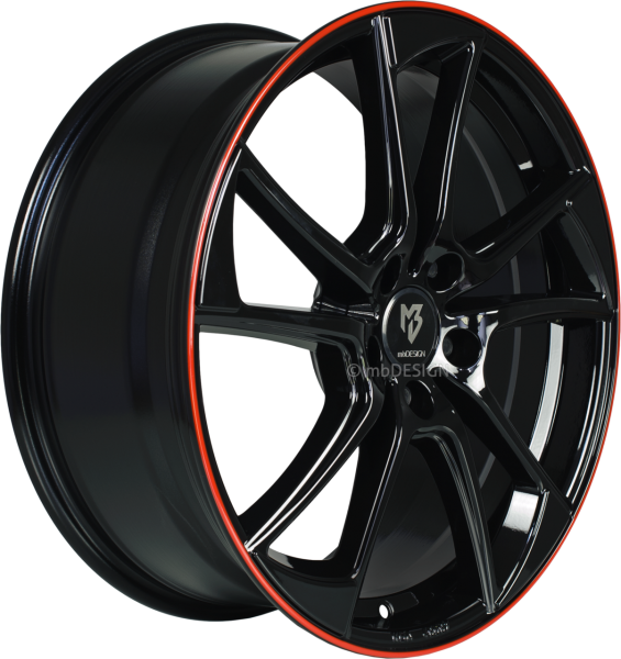 mbDESIGN mb1 - 7,5x19 ET45 - 5x120 - Glanzschwarz Horn Rot