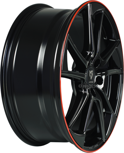 mbDESIGN mb1 - 7,5x19 ET45 - 5x120 - Glanzschwarz Horn Rot