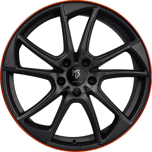 mbDESIGN mb1 - 7,5x19 ET40 - 5x112 - Schwarz stumpfmatt Horn Rot