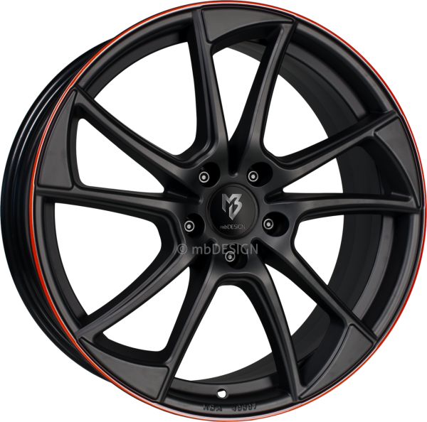 mbDESIGN mb1 - 7,5x19 ET40 - 5x112 - Schwarz stumpfmatt Horn Rot