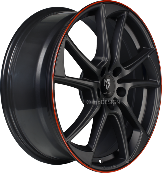 mbDESIGN mb1 - 7,5x19 ET40 - 5x112 - Schwarz stumpfmatt Horn Rot