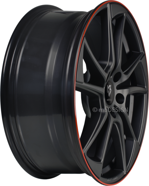 mbDESIGN mb1 - 7,5x19 ET40 - 5x112 - Schwarz stumpfmatt Horn Rot